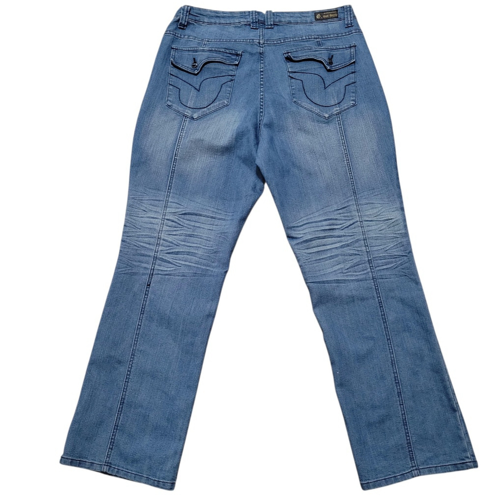 G.TTON STYLE Women Relaxed Bootcut Blue Flap Pockets Jeans 20 Waist 38 Inseam 32 - Picture 2 of 9